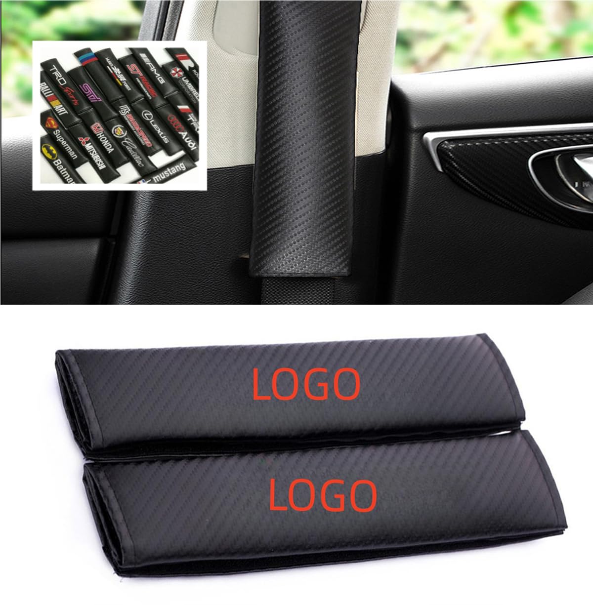 Amazon | Poecar シートベルトパッド 肩カバー ソフト素材 刺繍入り